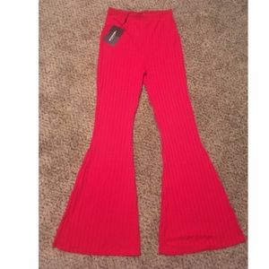 PrettyLittleThing Ribbed Jersey Flare Pants